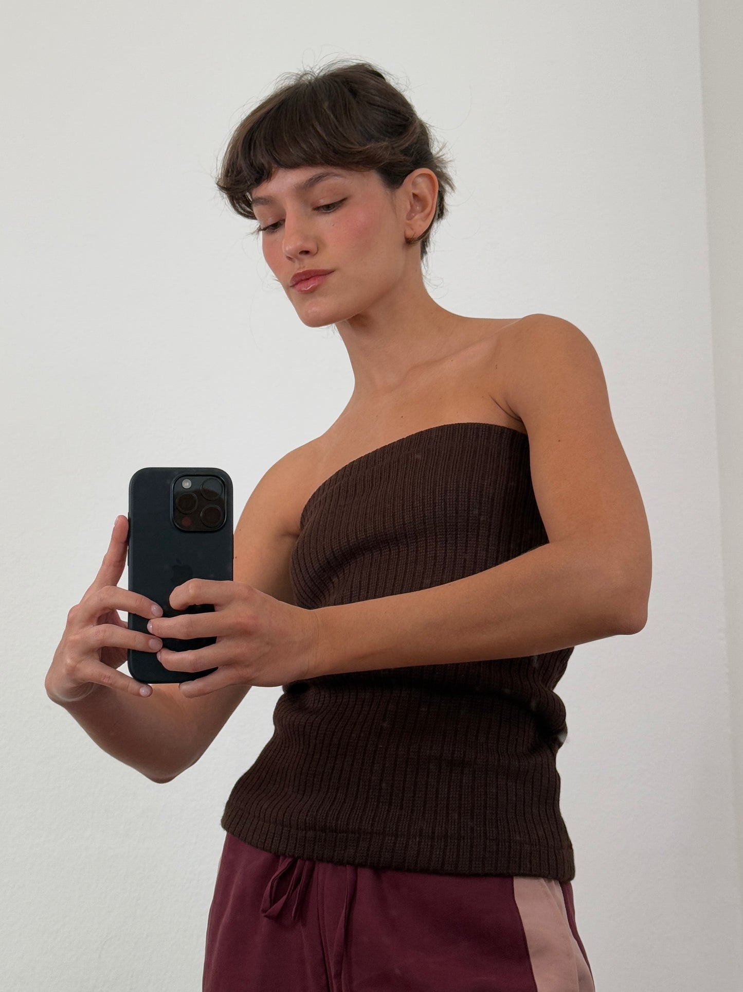 KNITTED BROWN TOP