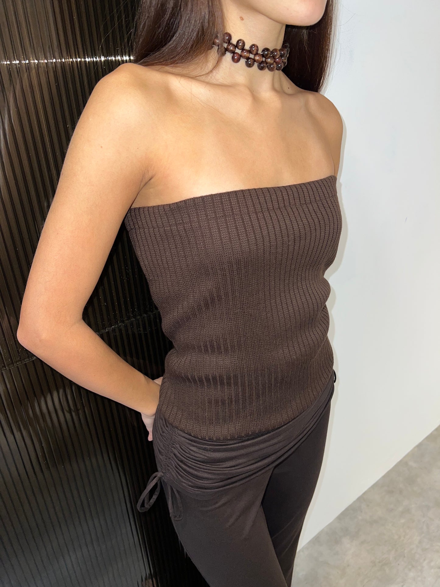 KNITTED BROWN TOP