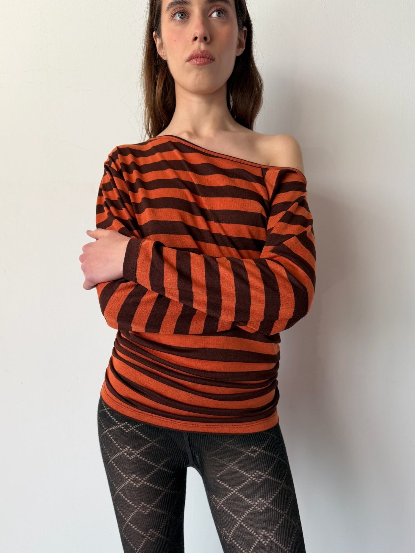 TERRA STRIPED OFF-SHOULDER TOP