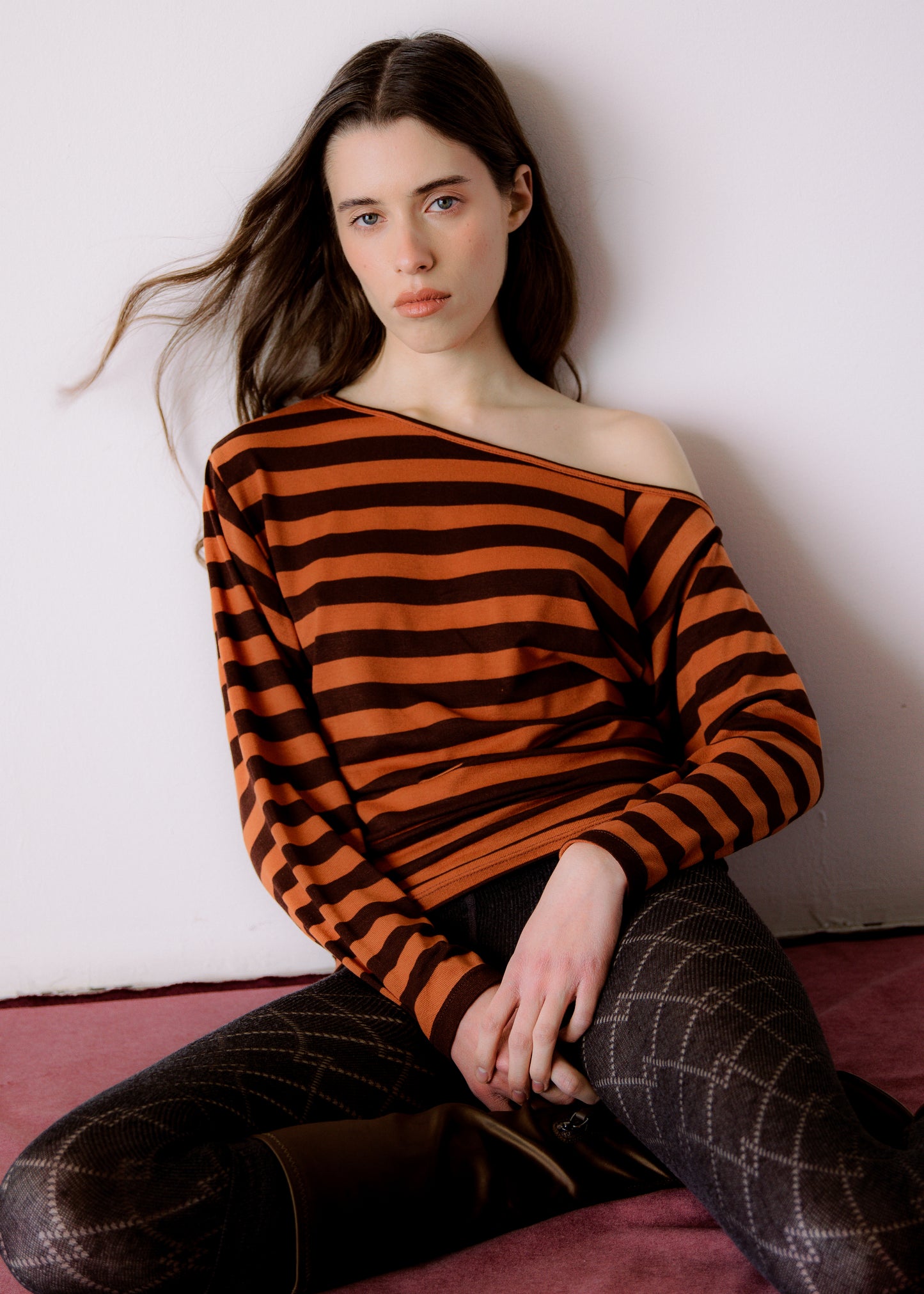 TERRA STRIPED OFF-SHOULDER TOP