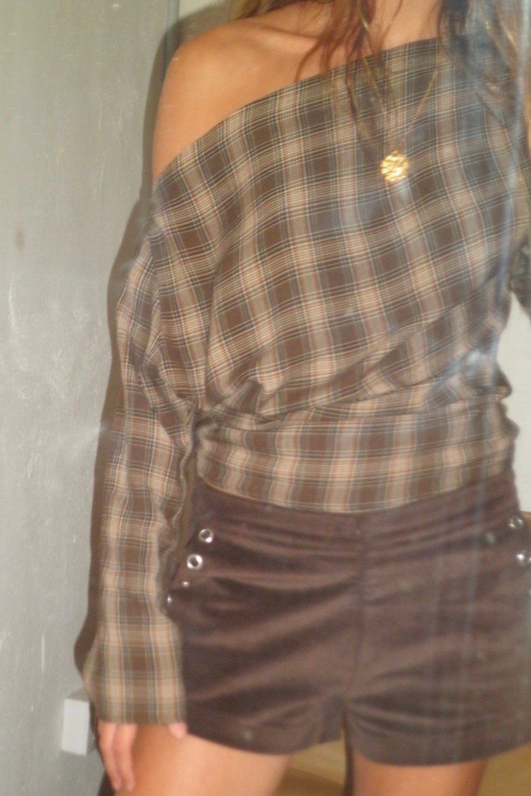 BROWN CHECKS CHEMISE