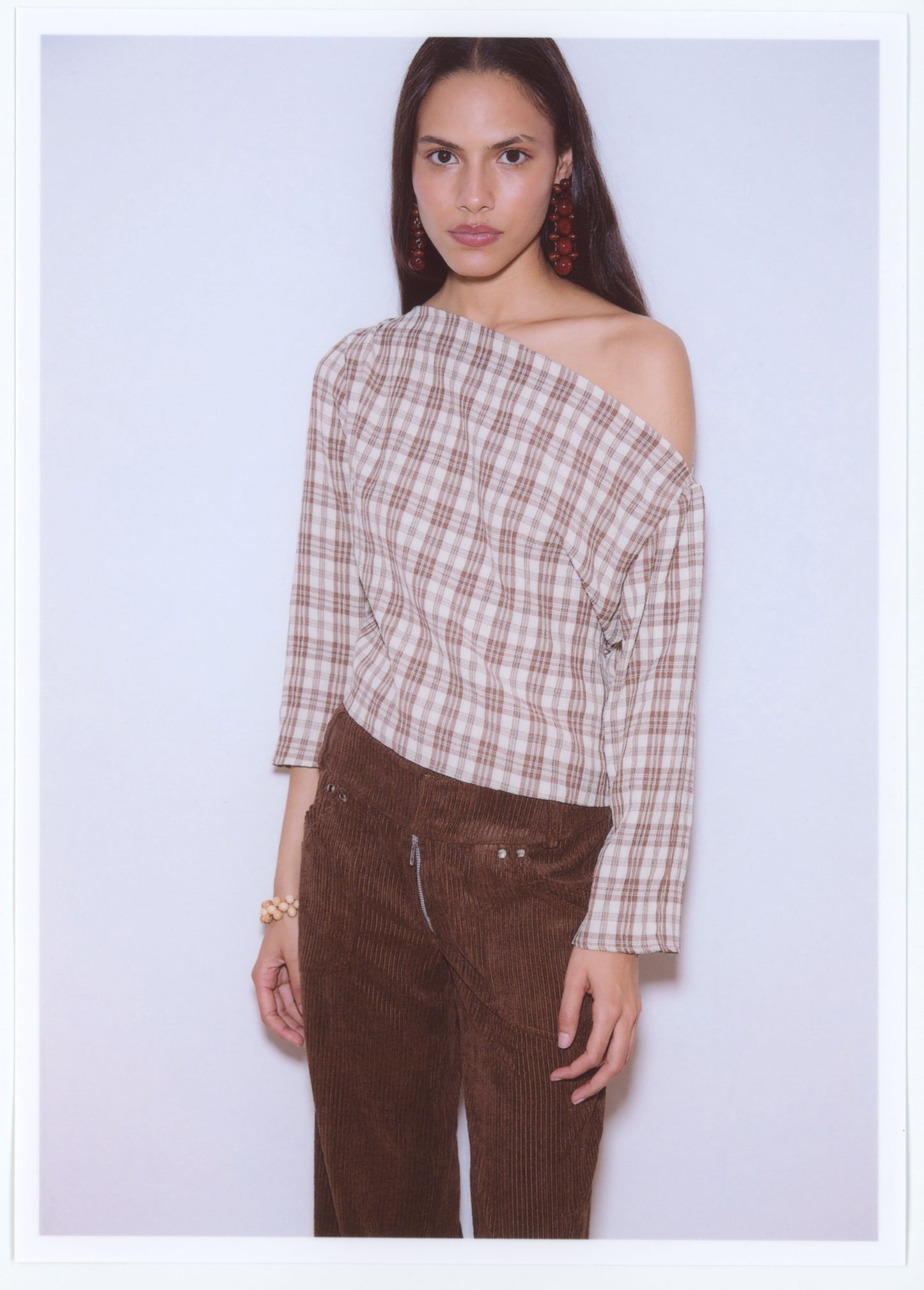 BROWN CHECKED CHEMISE